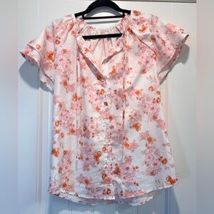 Floral Pink and Orange Women's Top